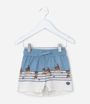 Bermuda Infantil com Estampa Listras Patrulha Canina - Tam 1 a 6 Anos Azul
