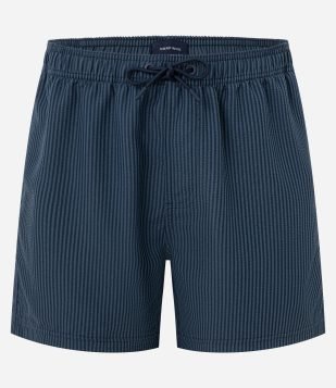 Bermuda de Banho Microfibra Texturizado com Listras Contrastantes Azul