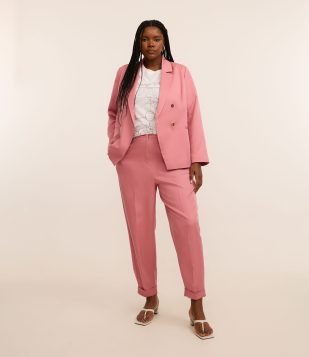 Blazer Alfaiataria Transpassado Rosa com 4 Botões Curve & Plus Size Rosa