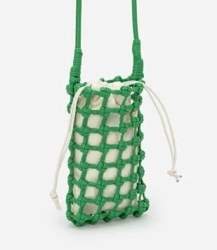Bolsa Mini Bag em Material Sintético Trançado Verde