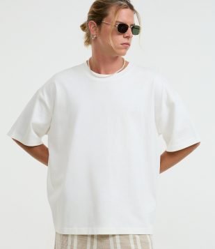 Camiseta Básica Oversized em Algodão Branco