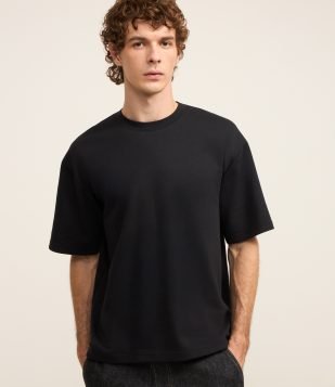 Camiseta Boxy em Tecnologia Dry e Algodão Preto