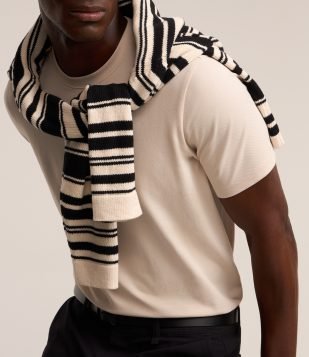 Camiseta Casual em Algodão com Textura Piquet Off White