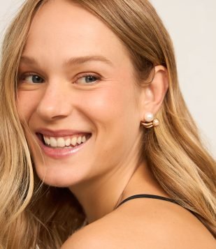 Kit 03 Brincos Argola e Botão com Pérolas Dourado