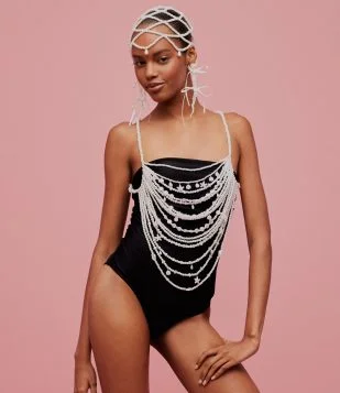 Maiô Sem Alça em Microfibra com Busto Drapeado Preto