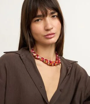 Maxi Colar com Cordão Enrolado em Esferas Multicores