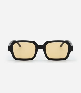 Óculos Quadrado com Hastes Largas e Dobradiças Metálicas Preto