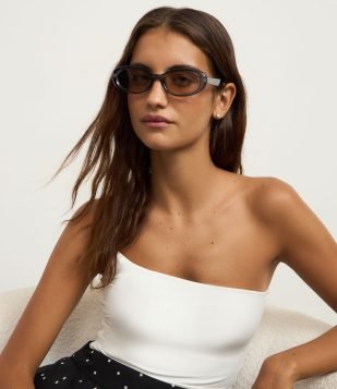 Óculos de Sol Redondo Ovalado com Haste Fina Azul