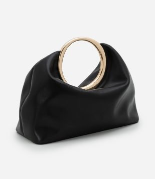Bolsa de Mão em PU com Alça de Mão Oval Preto