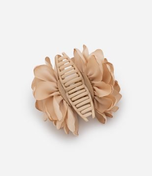 Piranha de Cabelo Média com Formato de Flor Bege