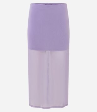 Saia Lápis New Midi em Tule Lilás