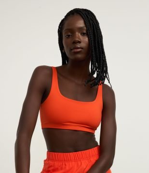 Top Esportivo em Microfibra com Abertura nas Costas Laranja