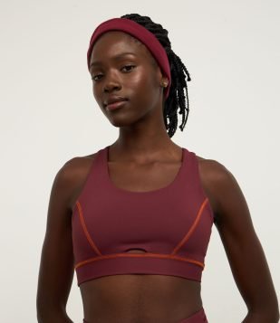 Top Esportivo em Microfibra com Nadador de Sustentação e Bojo Removível Vermelho