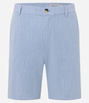 Bermuda Reta em Algodão com Textura Azul