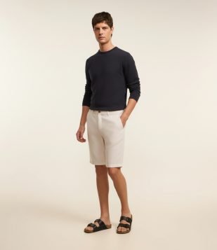 Bermuda Slim Texturizada em Linho com Algodão Crú