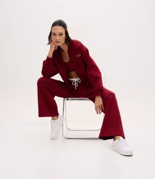 Calça Esportiva em Algodão com Amarração Vermelho