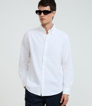 Camisa Regular Básica em Oxford Branco