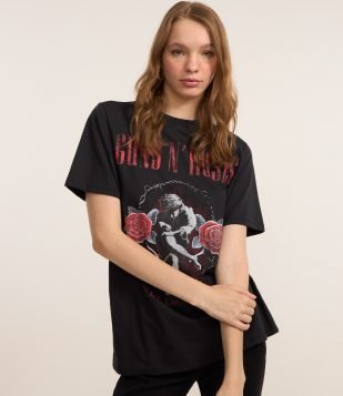 Camiseta em Algodão Guns N Roses Preto