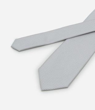 Gravata Regular com Efeito Acetinado e Texturizada Cinza
