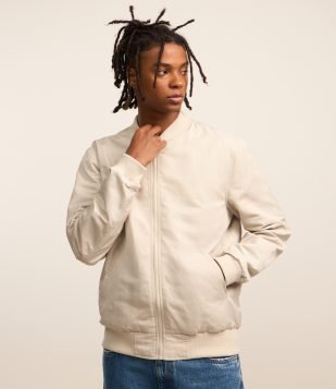 Jaqueta Bomber Aberta com Zíper Branco