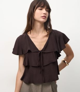 Babados e Amarração Frontal Marrom