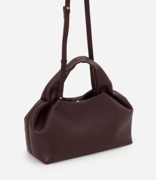 Bolsa Média em PU Com Alça de Mão Vinho