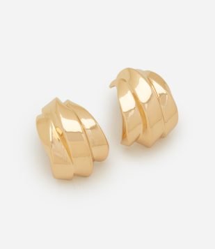 Brinco Argola Médio com Formato de Tiras Dourado