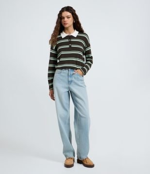 Calça Baggy em Jeans com Cintura Média Azul Claro