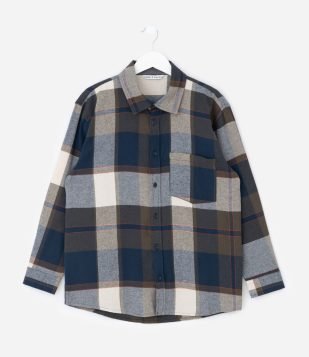 Camisa Infantil em Flanela com Estampa Xadrez – Tam 5 a 14 Anos Azul Marinho