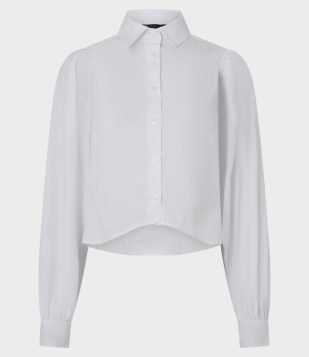 Camisa em Tricoline com Manga Bufante Branco