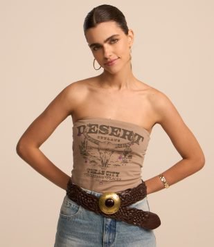 Cinto Médio Trançado com Fivela Diferenciada Marrom Escuro