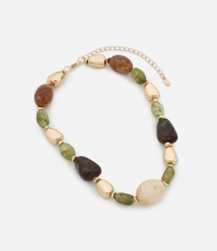 Colar Médio com Resinas Orgânicas Multicores