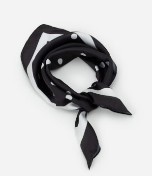 Lenço Acetinado Presenteável com Estampa Poá Preto