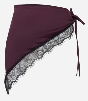 Lenço em Cetim com Detalhe em Renda Vinho