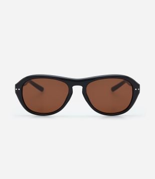 Óculos de Sol Redondo com Haste Fina Preto