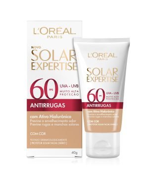 Protetor Solar Facial L'Oréal Paris Solar Expertise Antirrugas Com Cor FPS 60