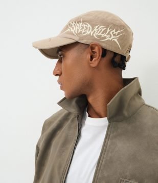Boné Militar em Sarja com Silk Tribal Marrom