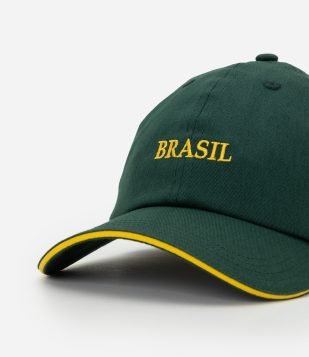 Boné em Sarja com Bordado Brasil Verde