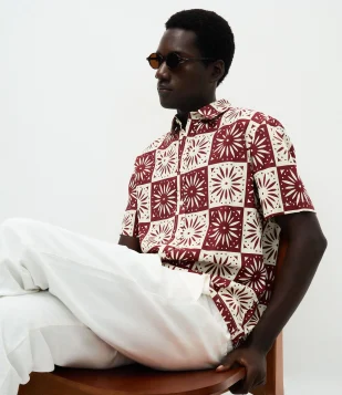 Camisa Quadriculada com Botões Alceu Valença Bordô