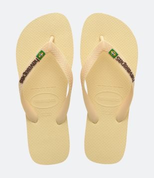 Chinelo Havaianas Tradicional com Bandeira do Brasil Amarelo Claro