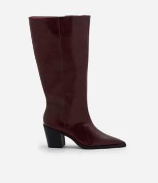 Bota Western Cano Longo em PU Bordô