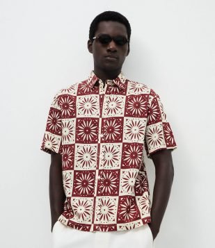 Camisa Quadriculada com Botões Alceu Valença Bordô
