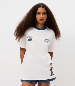 Camiseta Alongada em Algodão Estampa Toy Story Branco