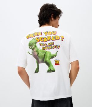 Camiseta Comfort com Estampa Toy Story Dino Branco