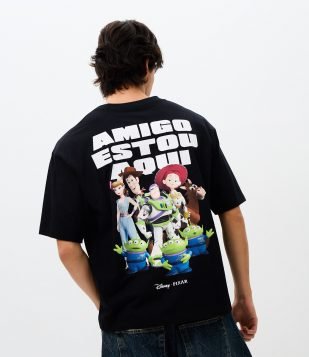 Camiseta Comfort em Algodão com Estampa Toy Story Amigos Preto