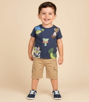Camiseta Infantil em Algodão com Estampa Toy Story – Tam 2 a 6 Anos Azul Marinho