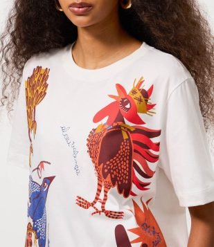 Camiseta em Algodão com Estampa Alceu Valença e Recorte Vazado nas Costas Branco