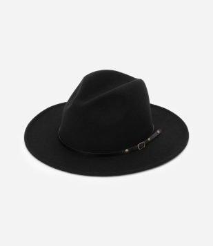 Chapéu Cowboy de Camurça com Detalhe de Fivela Preto