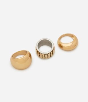 Kit 03 Anéis Robustos Metalizados Multicores
