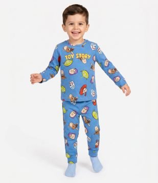Pijama Infantil Longo em Ribana Estampa Toy Story - Tam 2 a 8 anos Azul